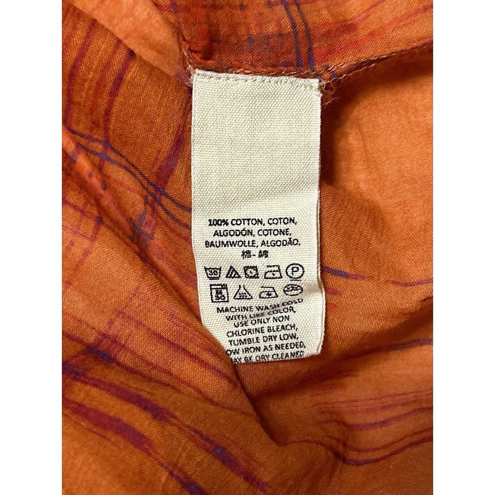 Free People‎ Womens Button Top XS Orange Purple Long Sleeve Peasant Boho Hippie - Picture 5 of 9